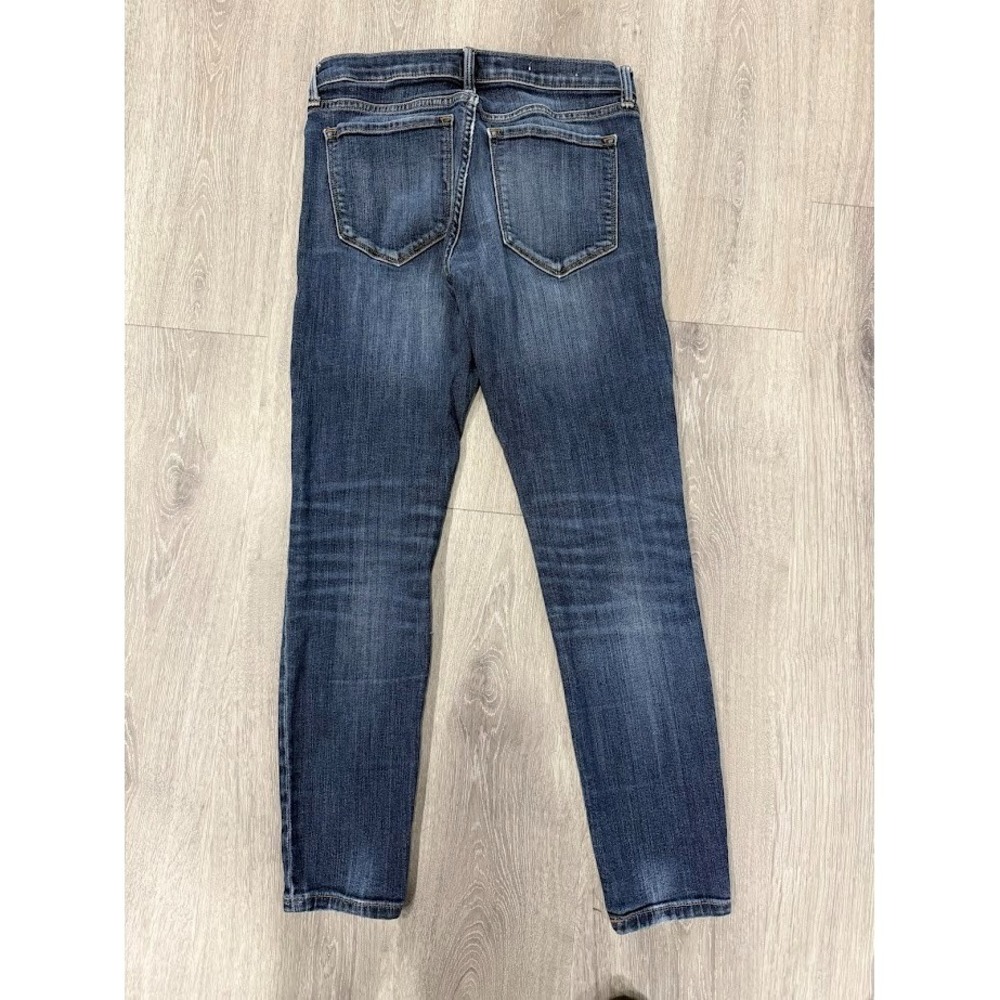 Banana Republic Premium Denim‎ Skinny Ankle Jeans 25P Dark Wash Distressed Knee - Picture 2 of 7